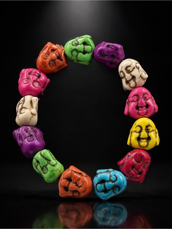 Jewelry - Colorful Buddha Head Beaded Stretch Bracelet